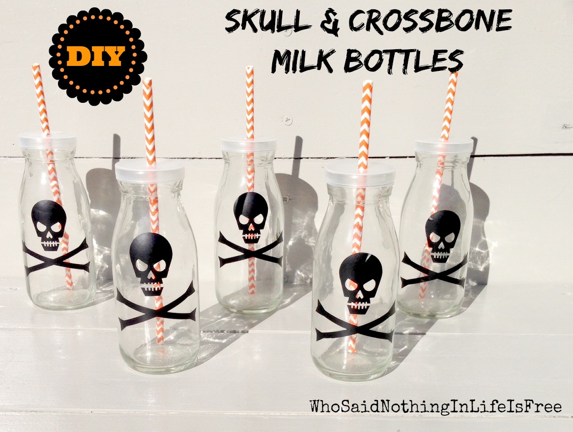 DIY Skull and Crossbone Milk Bottles