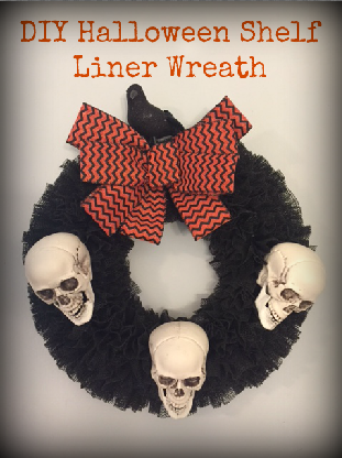 DIY halloween shelf liner wreath