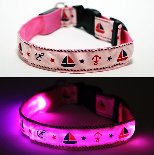 Nautical LED Light Up Dog Collar